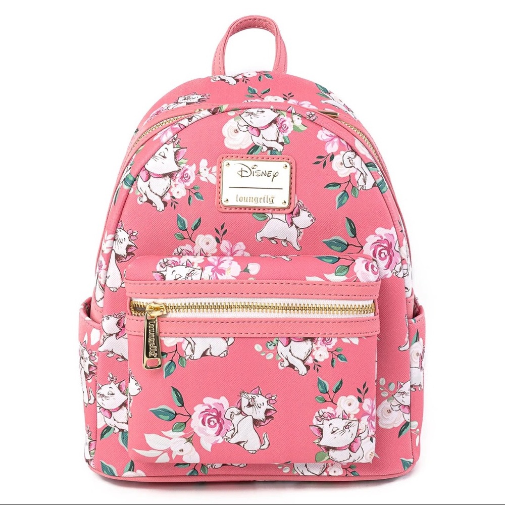 Exclusive Loungefly Disney The Aristocats Marie Pink Floral AOP Mini Backpack